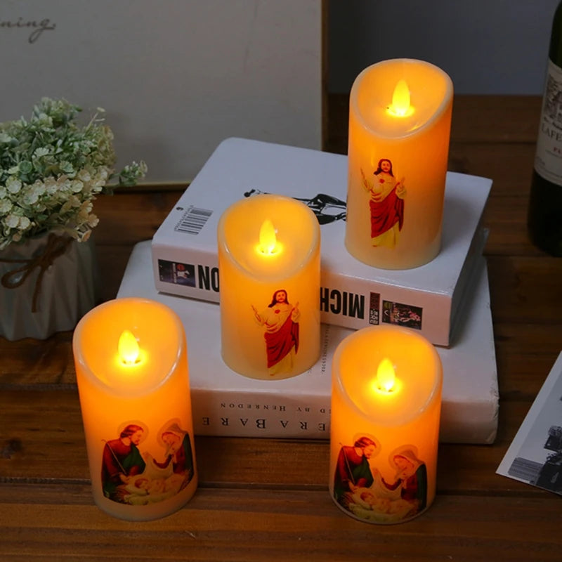 Jesus Christ Candles Lamp LED