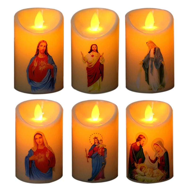 Jesus Christ Candles Lamp LED