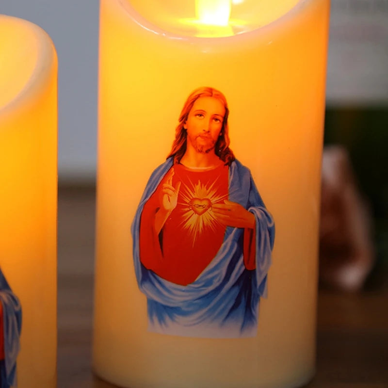 Jesus Christ Candles Lamp LED