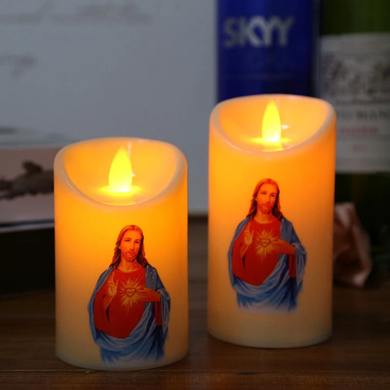 Jesus Christ Candles Lamp LED