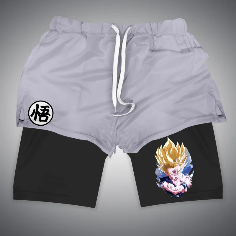 Anime Gym Shorts 2 in 1 Breathable
