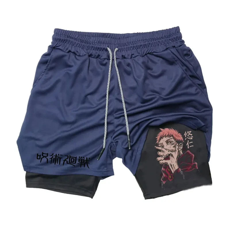 Anime Gym Shorts 2 In 1 Double Layer