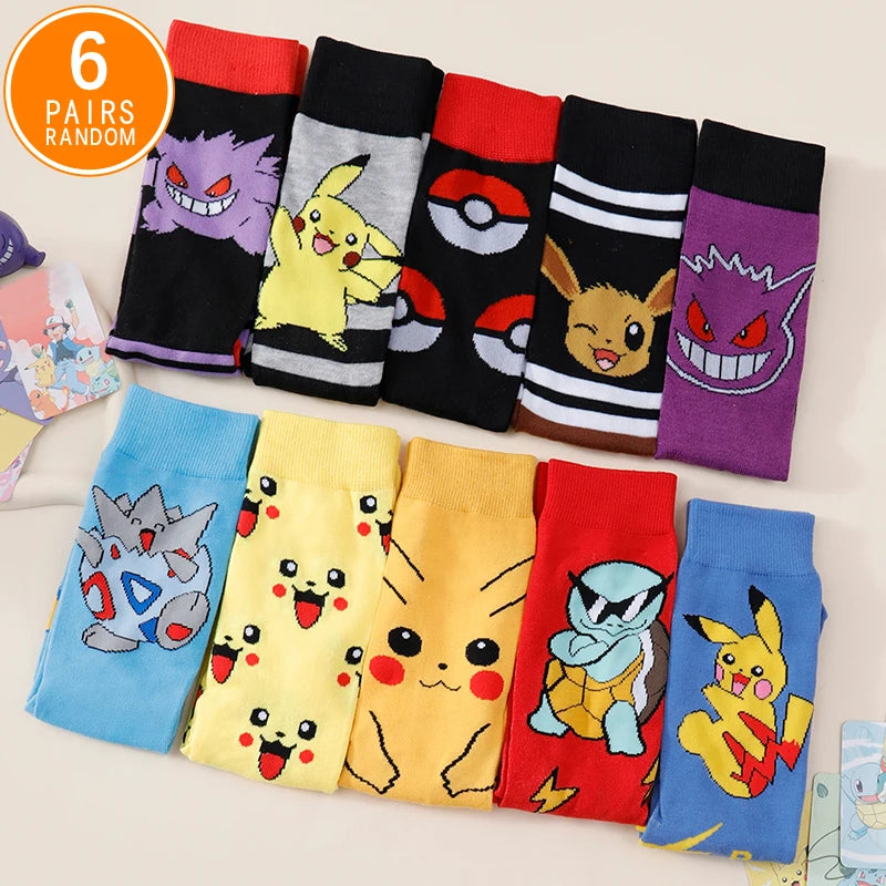 6 Pairs Random Pokemon Socks