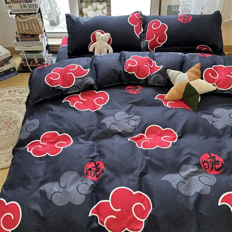 4Pcs/NARUTO Akatsuki Anime Bed Four-Piece Set