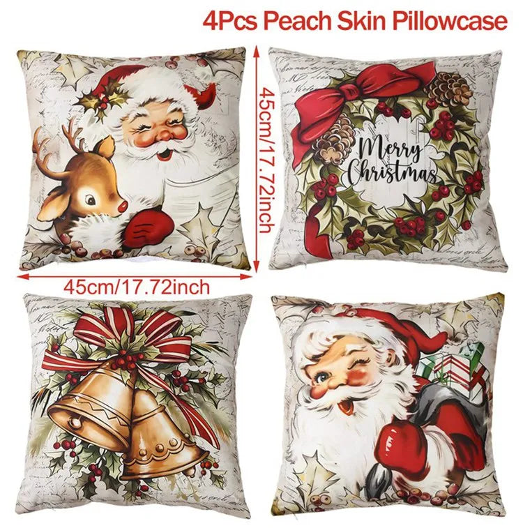 4pcs Merry Christmas Cushion Cover