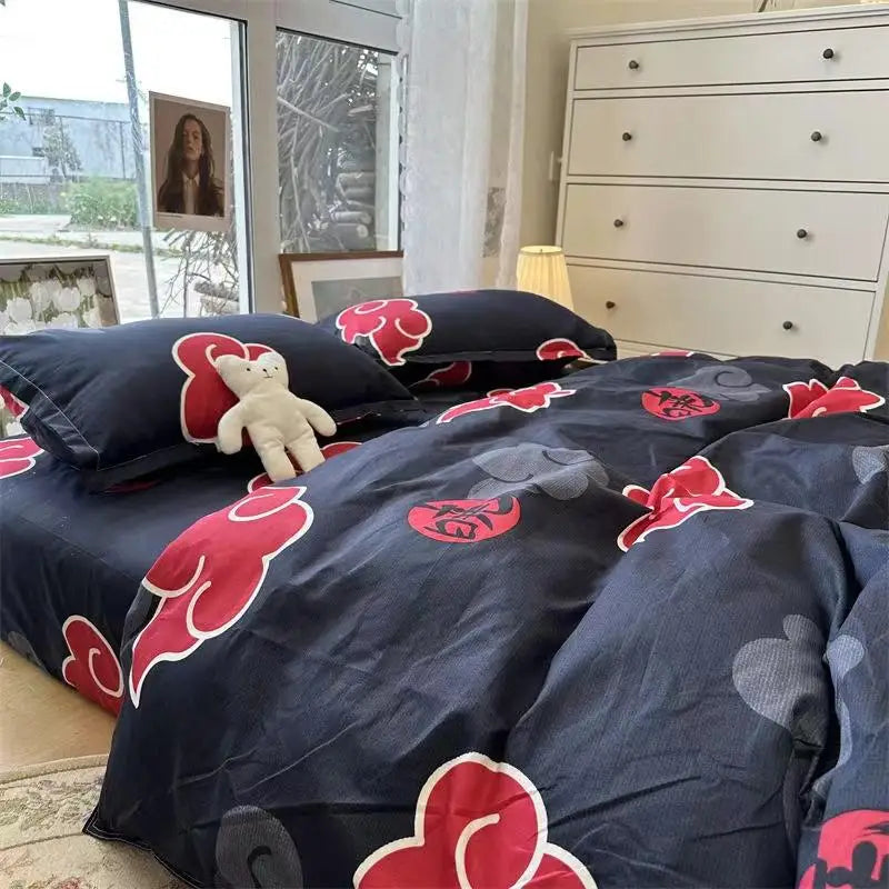 4Pcs/NARUTO Akatsuki Anime Bed Four-Piece Set