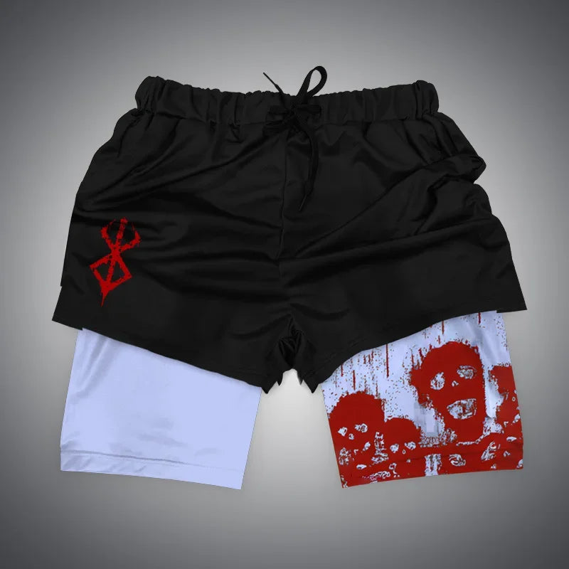 Anime Gym Shorts 2 in 1 Breathable