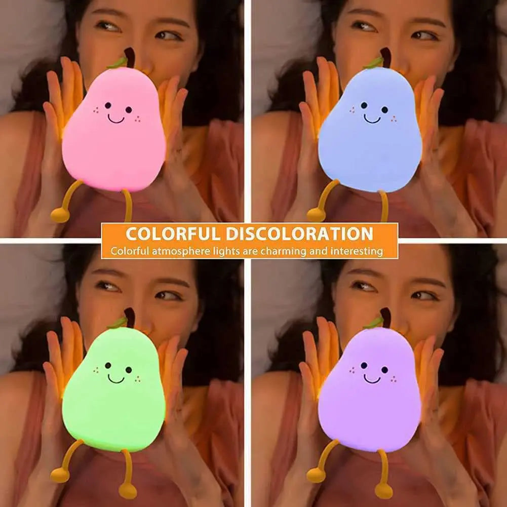 Night Lights Pear Shaped Cute Silicone Nightlight 7 Colors