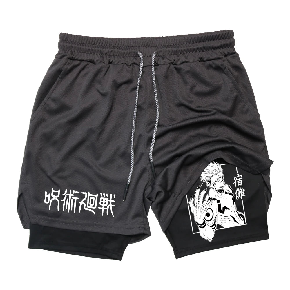 Anime Gym Shorts 2 In 1 Double Layer