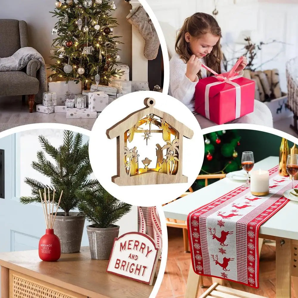LED Nativity Scene Wooden