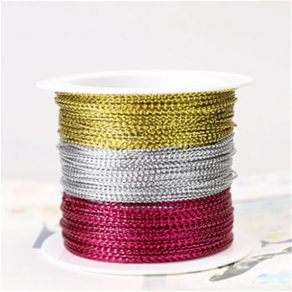 1roll 20m Gold Silver Metallic Cord Braided Rope For Christmas