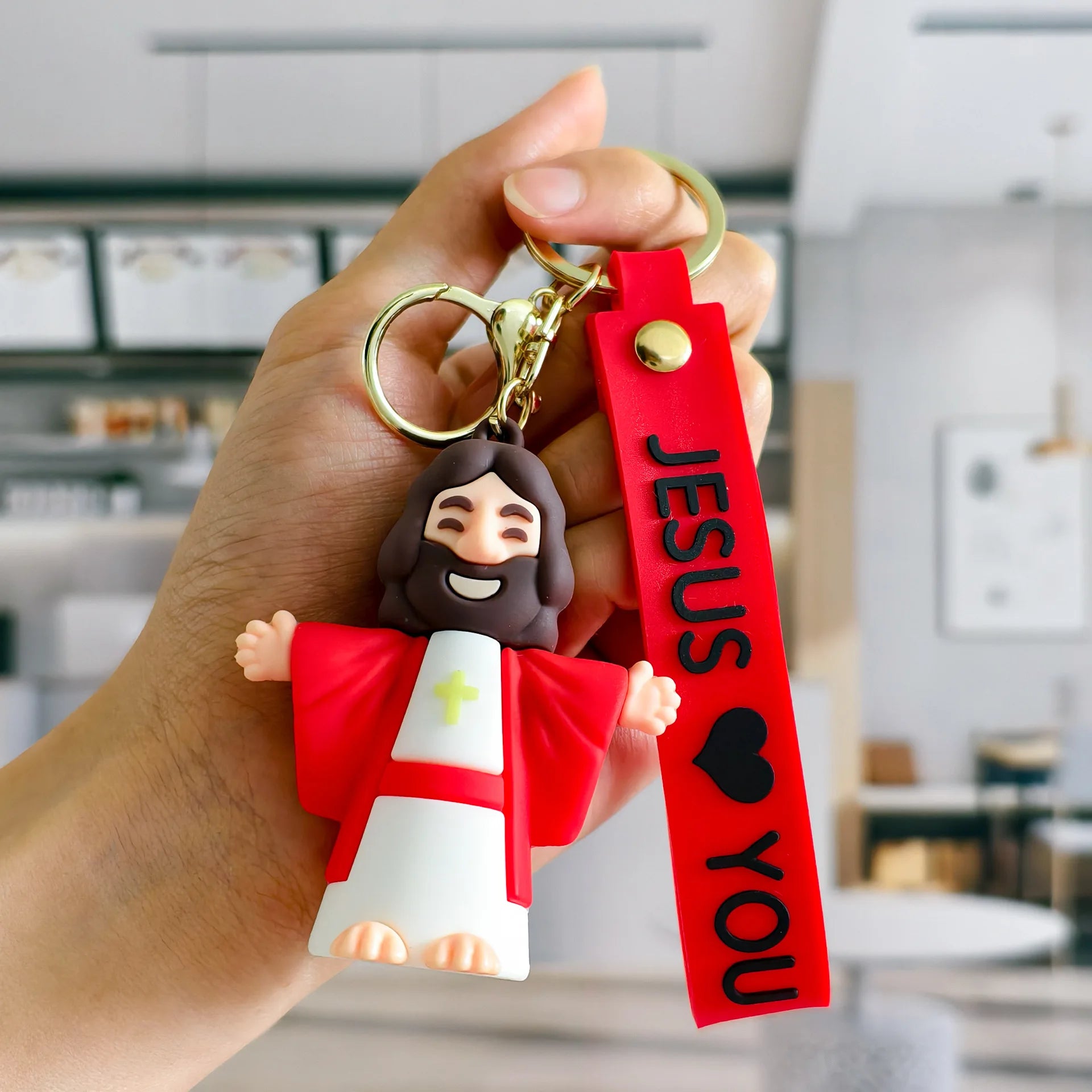 Jesus cartoon character keychain