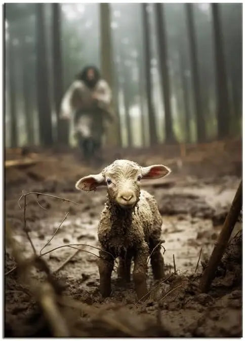 Jesus Saving The Lost Lamb Canvas Wall Art