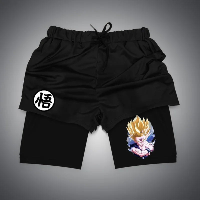 Anime Gym Shorts 2 in 1 Breathable