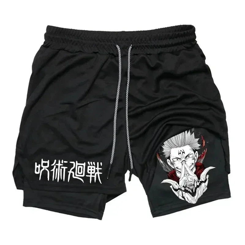 Men's Sports Shorts Jujutsu Kaisen Anime 2 in 1