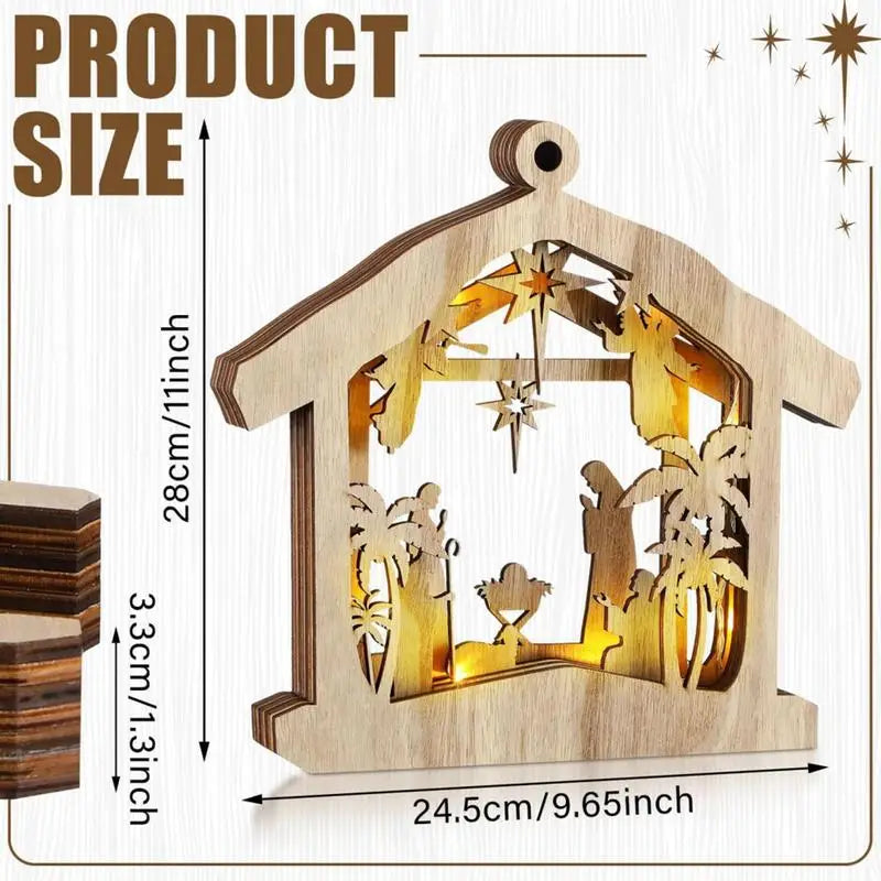 LED Nativity Scene Wooden