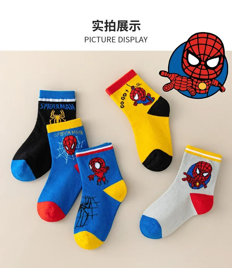 5 Pairs MARVEL Spiderman Children's Socks  1-12 Y