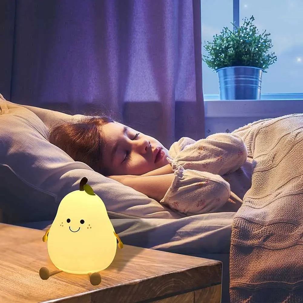 Night Lights Pear Shaped Cute Silicone Nightlight 7 Colors