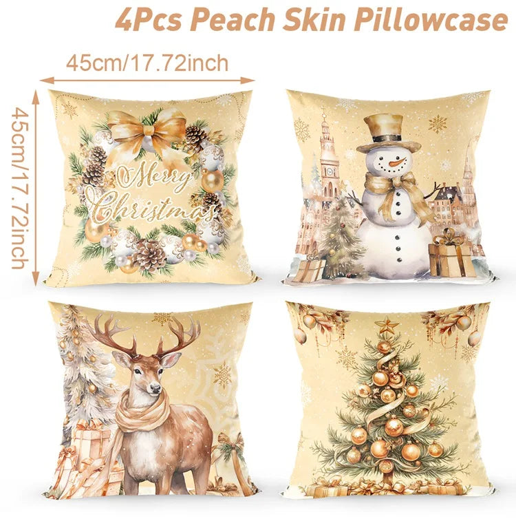 4pcs Merry Christmas Cushion Cover