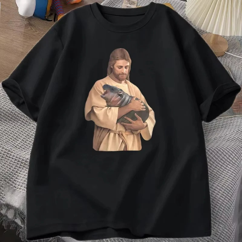 Funny Meme Jesus Holding Moo Deng