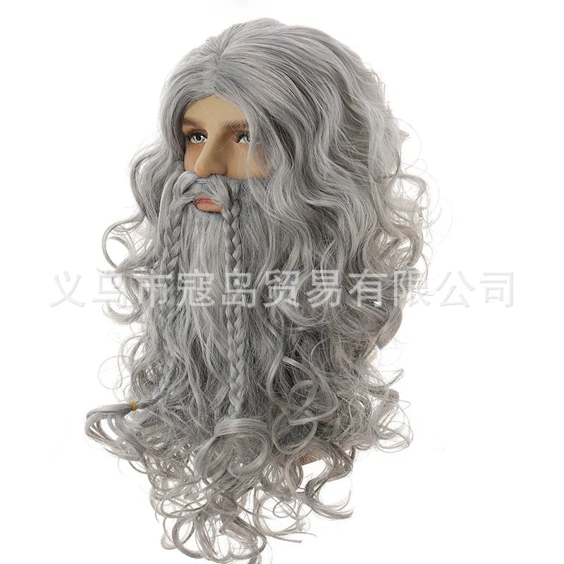 wizad silver grey wig and beard
