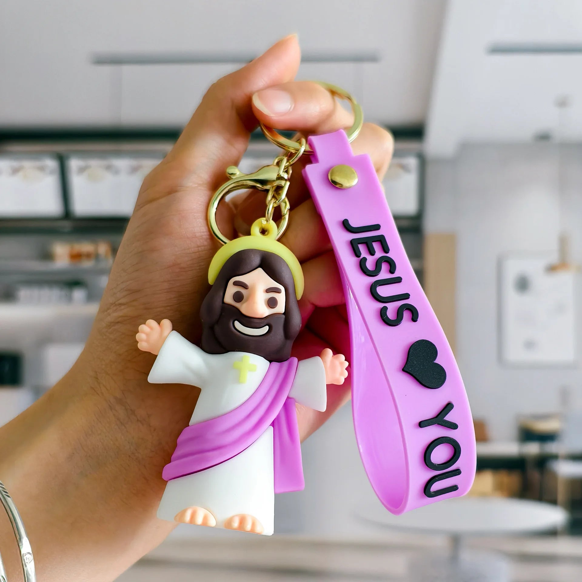 Jesus cartoon character keychain