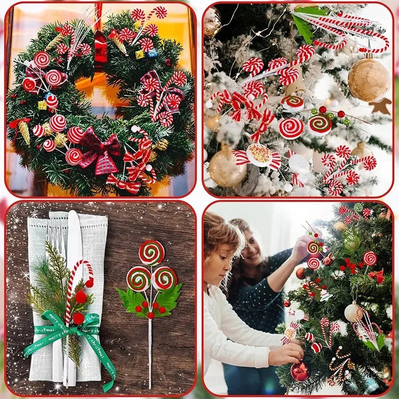 Christmas Decorations Candy Snow Berries Artificial