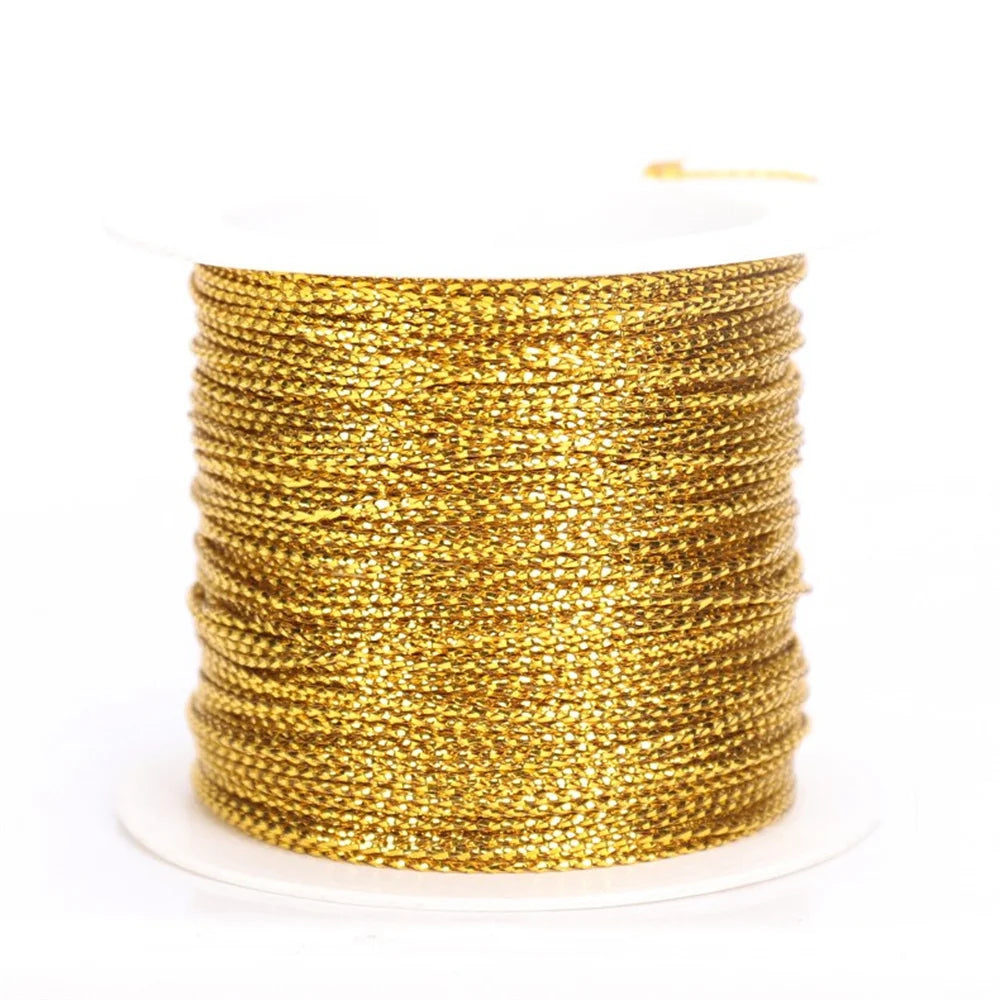 1roll 20m Gold Silver Metallic Cord Braided Rope For Christmas