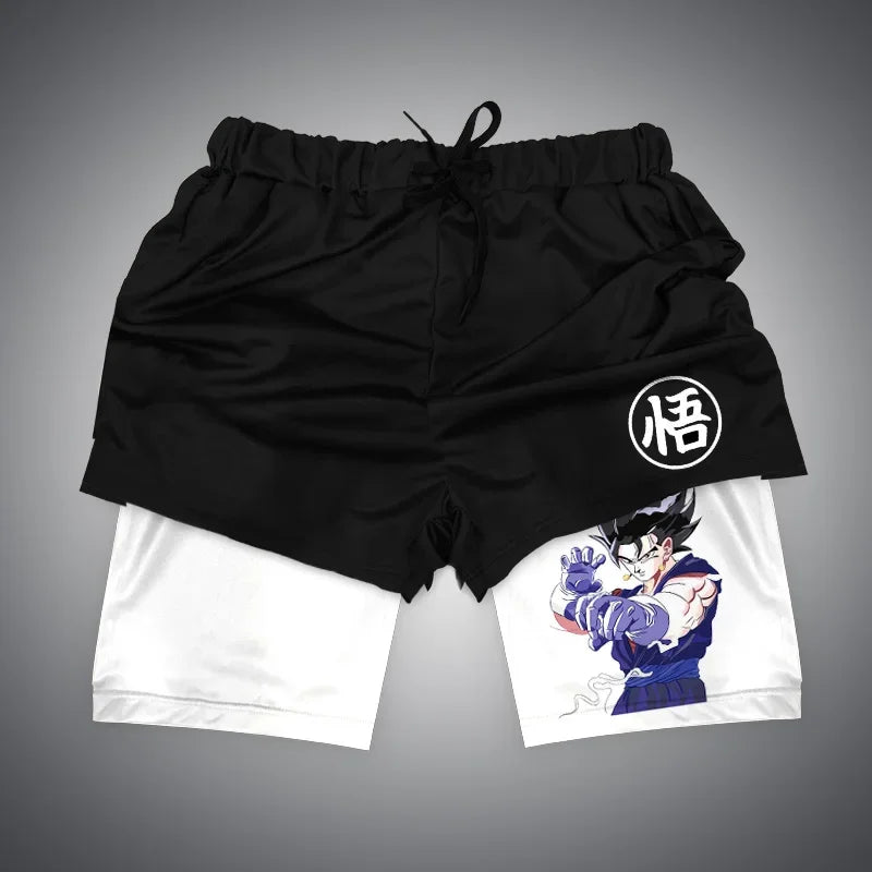 Anime Gym Shorts 2 in 1 Breathable