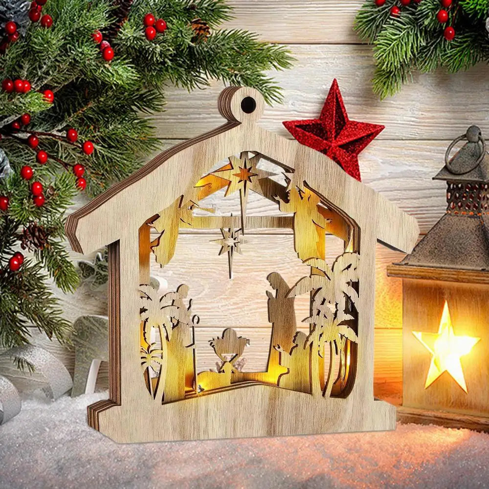 LED Nativity Scene Wooden