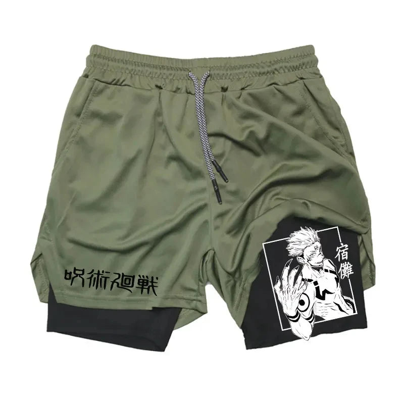 Anime Gym Shorts 2 In 1 Double Layer
