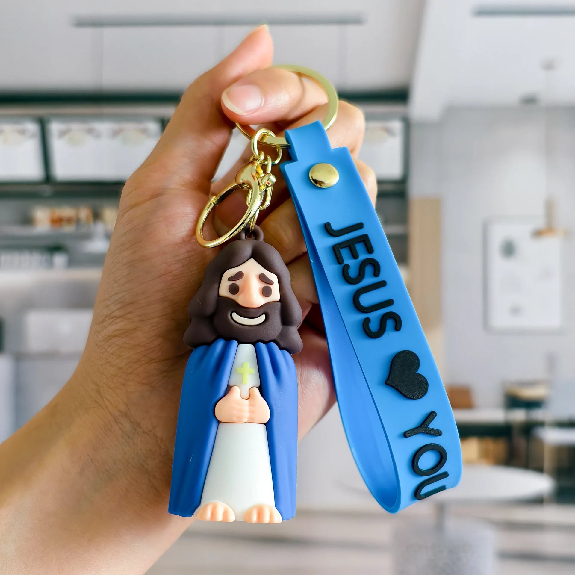 Jesus cartoon character keychain