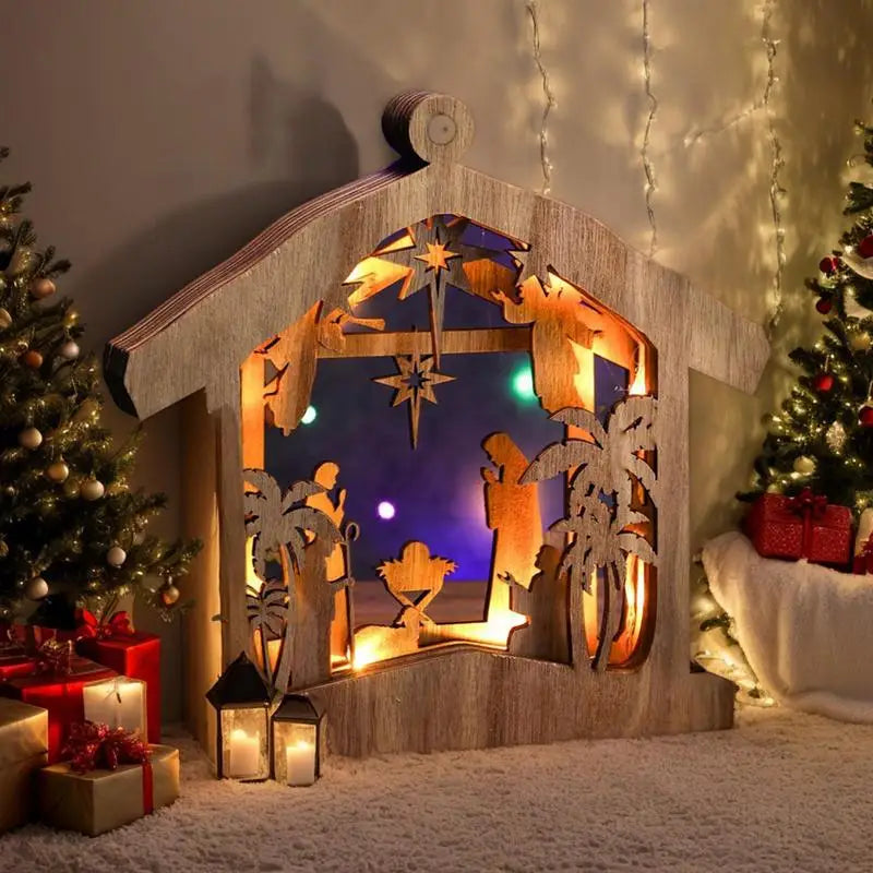 LED Nativity Scene Wooden