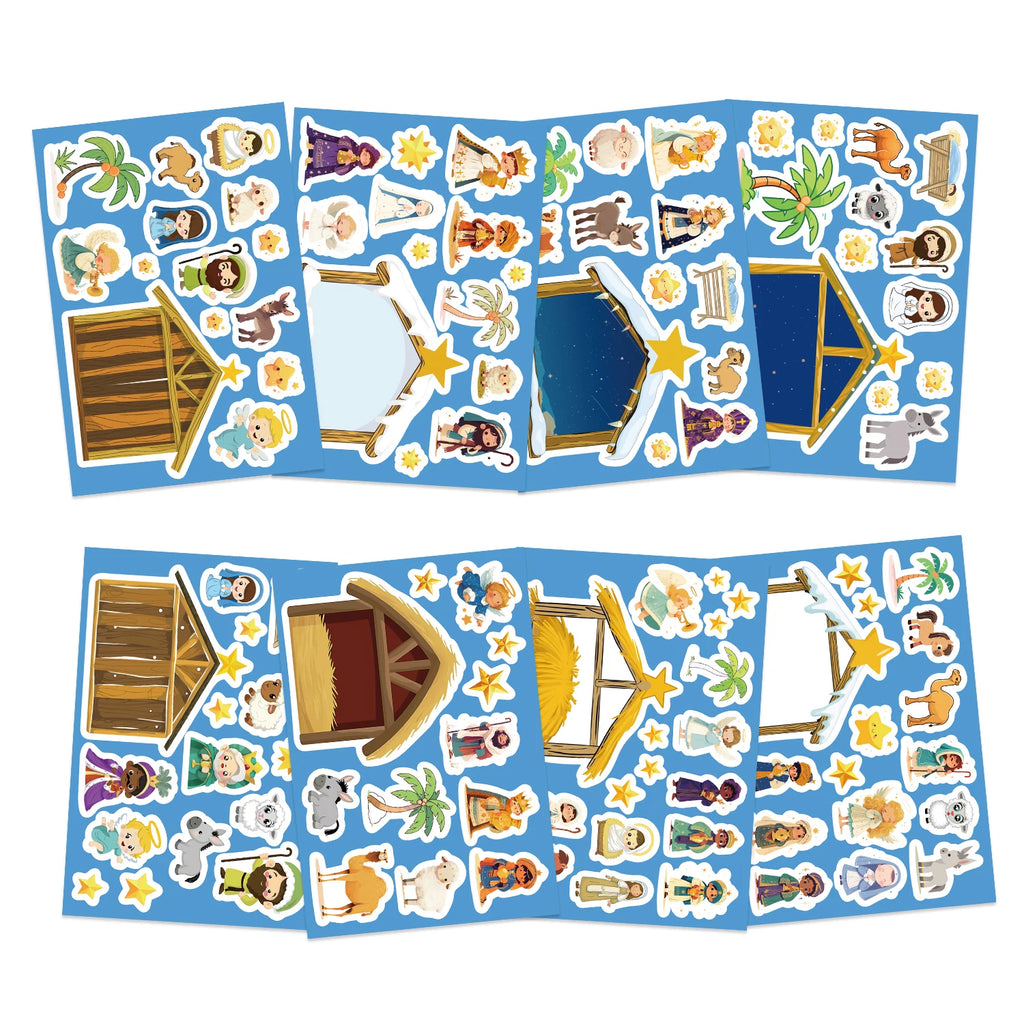 Cartoon Jesus Birth Scene Graffiti Stickers
