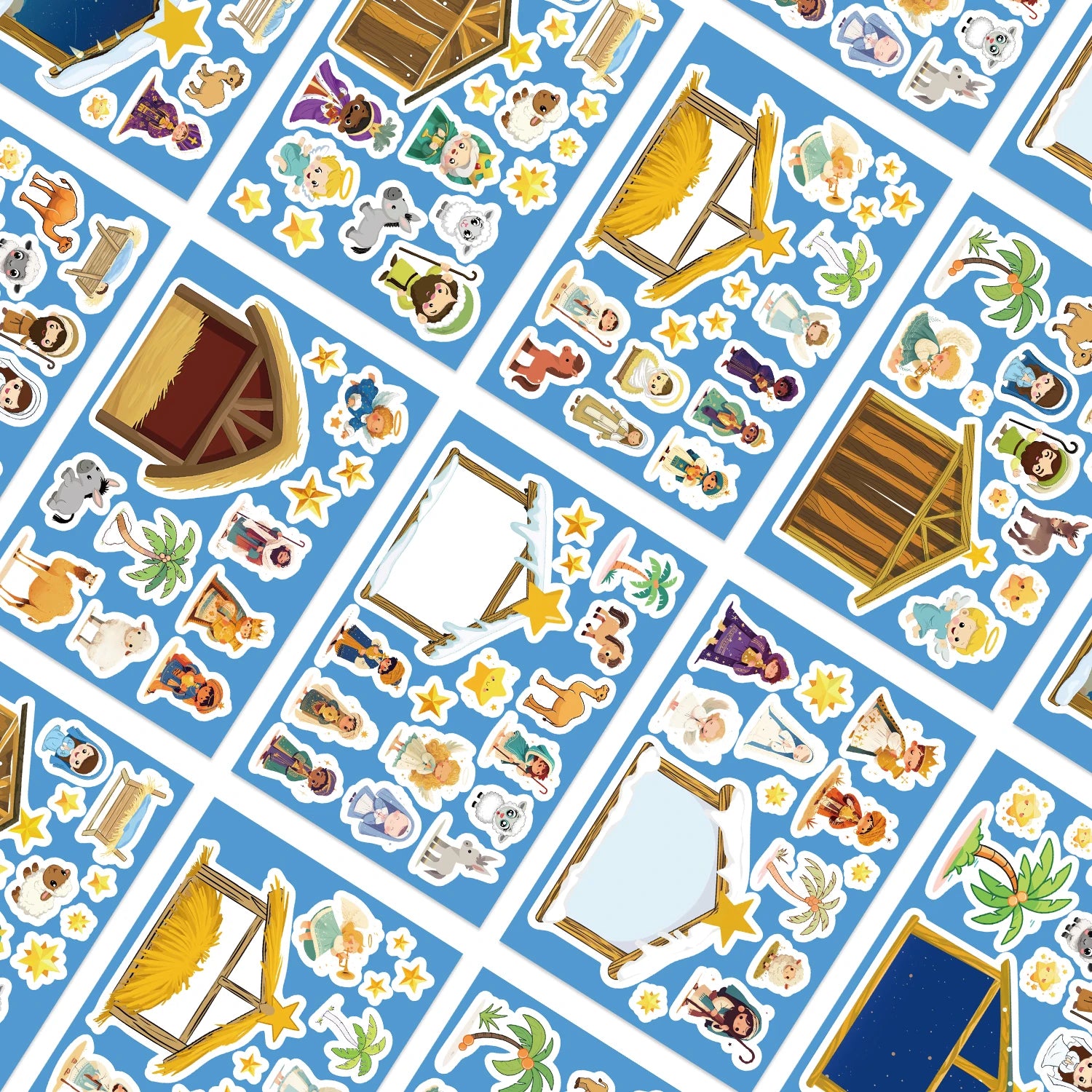 Cartoon Jesus Birth Scene Graffiti Stickers