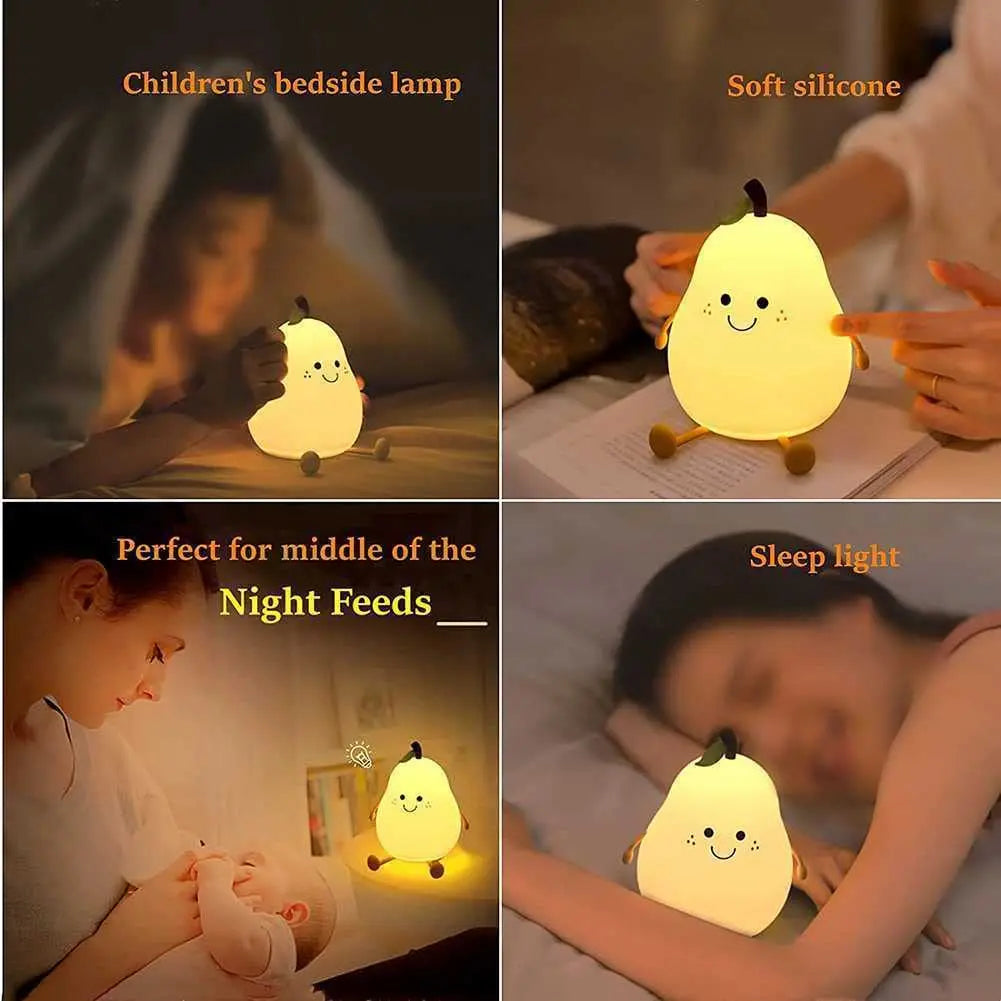 Night Lights Pear Shaped Cute Silicone Nightlight 7 Colors