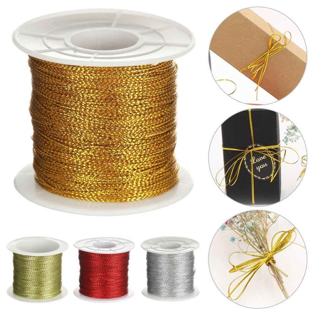 1roll 20m Gold Silver Metallic Cord Braided Rope For Christmas