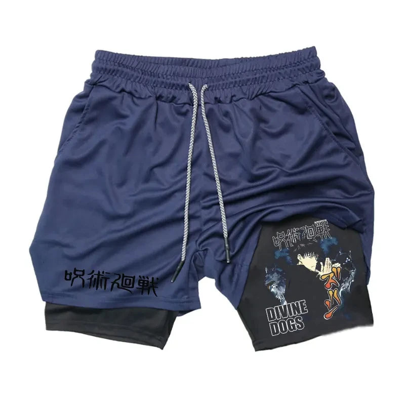 Anime Gym Shorts 2 In 1 Double Layer