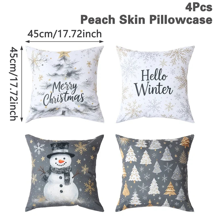 4pcs Merry Christmas Cushion Cover