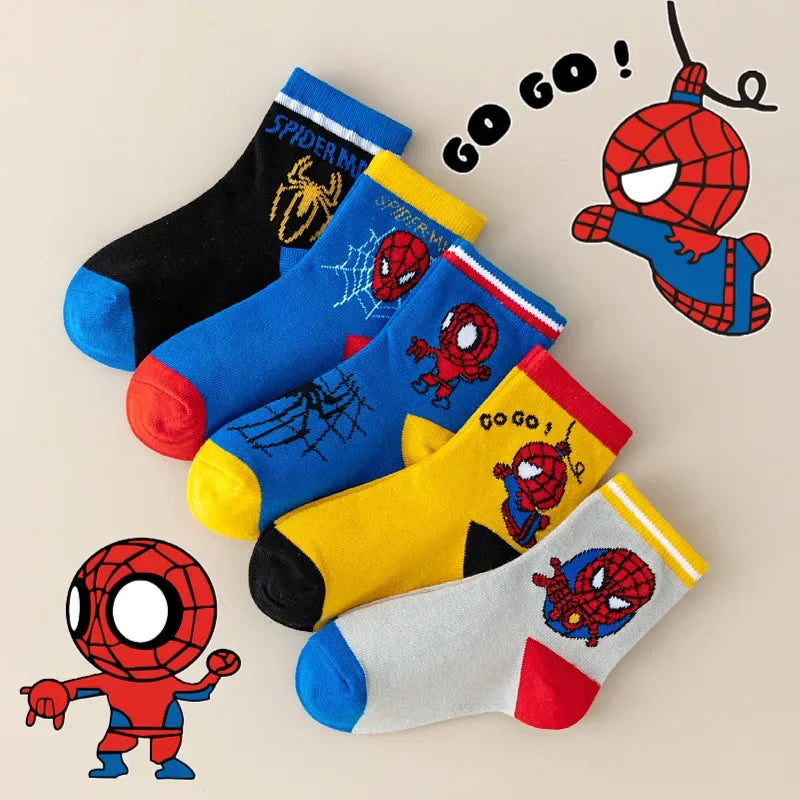 5 Pairs MARVEL Spiderman Children's Socks  1-12 Y