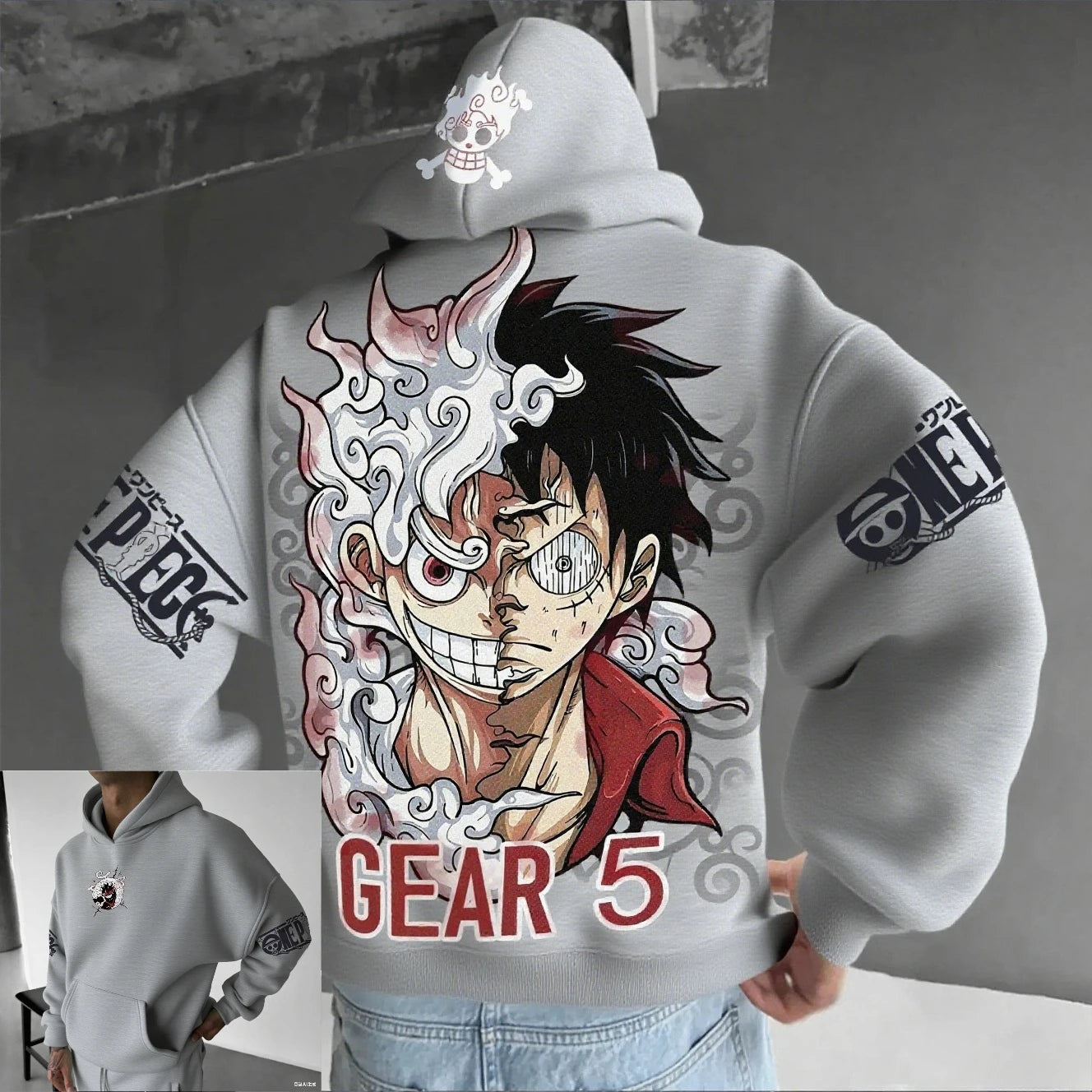 Anime Hoodie One Piece Luffy Gear 5 Nika 🫨❤️