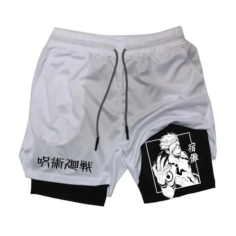 Anime Gym Shorts 2 In 1 Double Layer