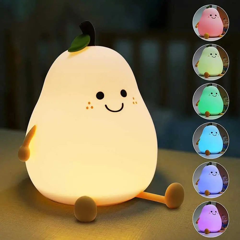 Night Lights Pear Shaped Cute Silicone Nightlight 7 Colors
