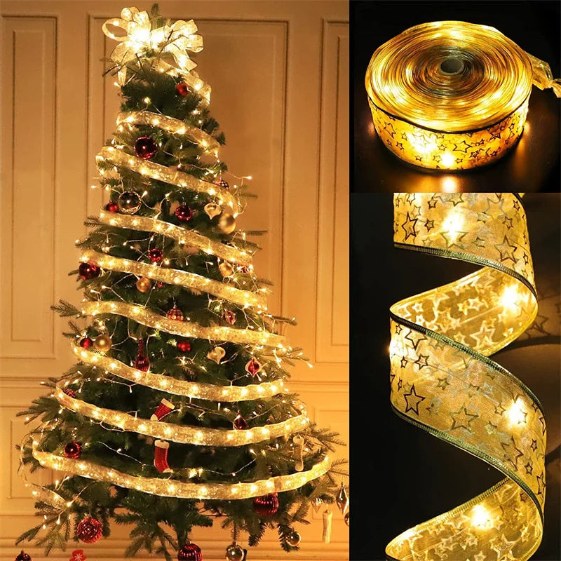 1-10m Christmas Ribbon Fairy Light String