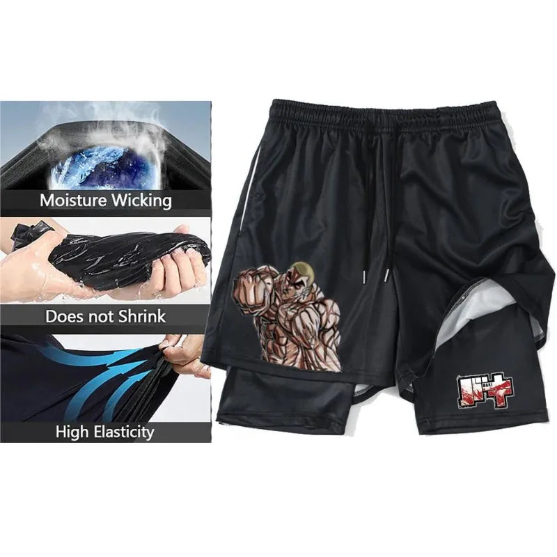Anime Gym Shorts 2 in 1 Breathable
