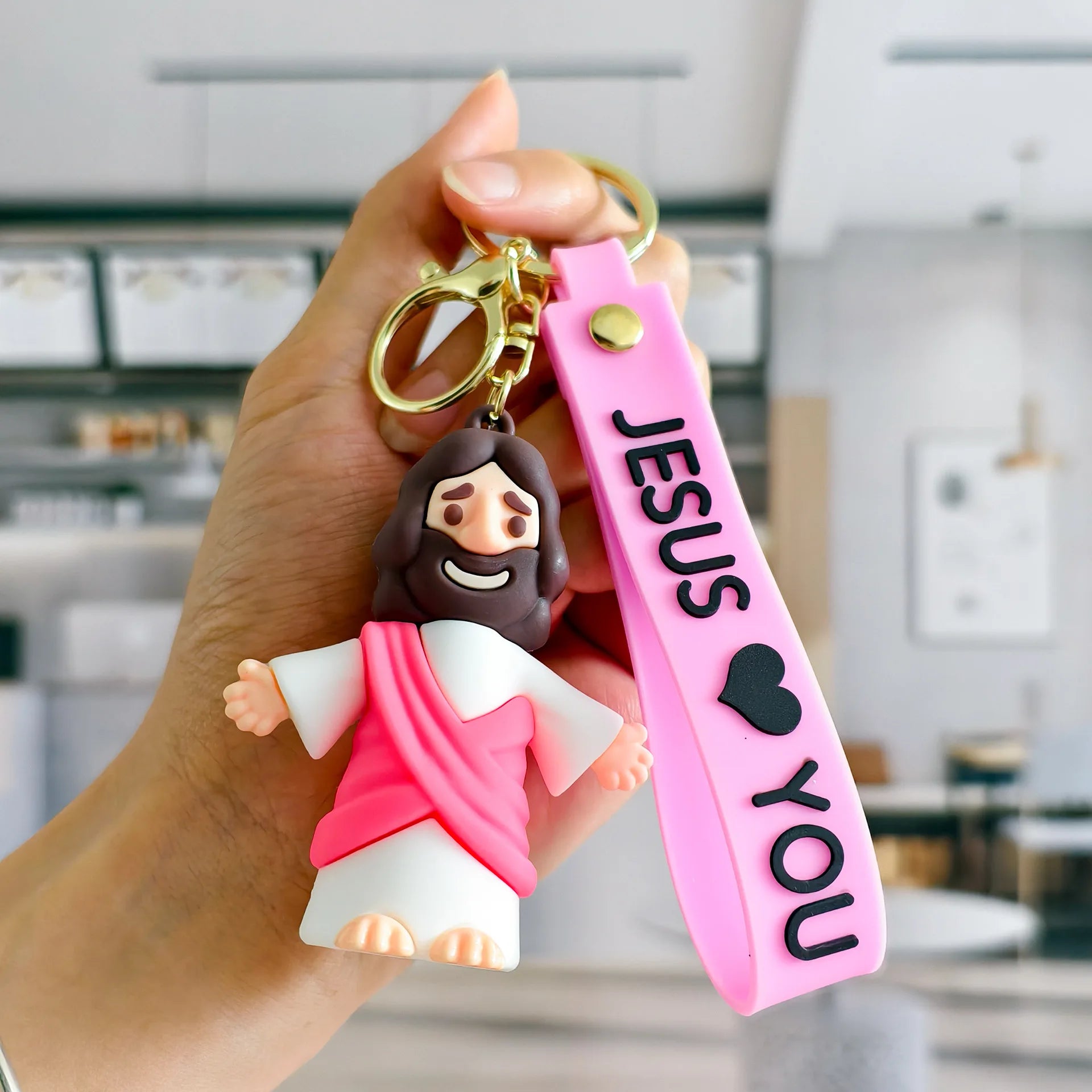 Jesus cartoon character keychain