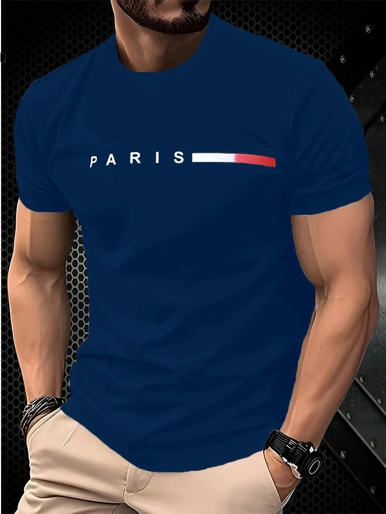 Men's casual round neck T-shirt with cross