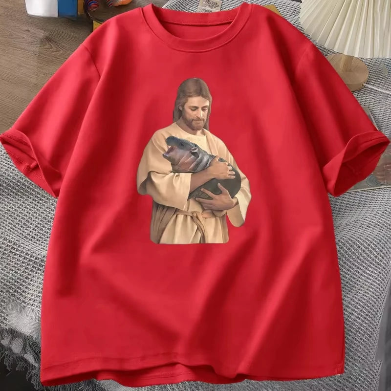 Funny Meme Jesus Holding Moo Deng