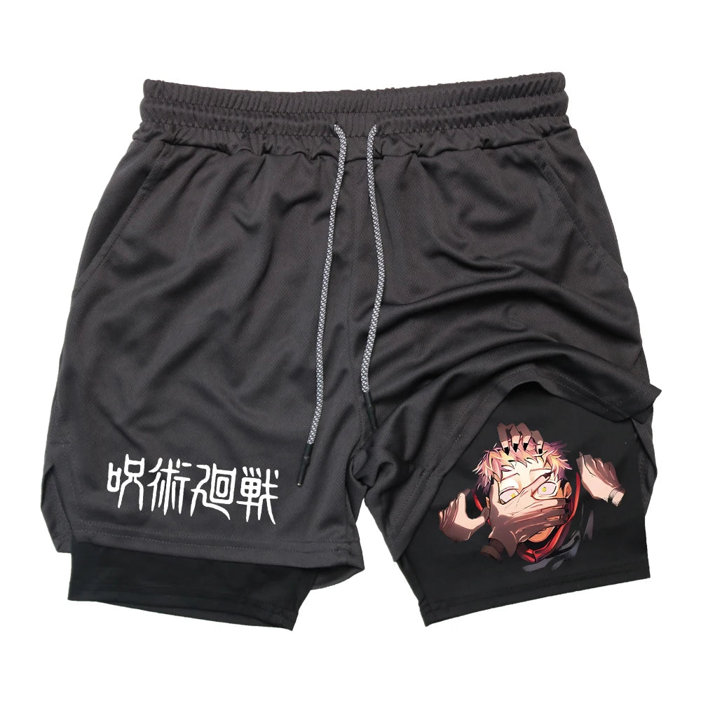 Anime Gym Shorts 2 In 1 Double Layer