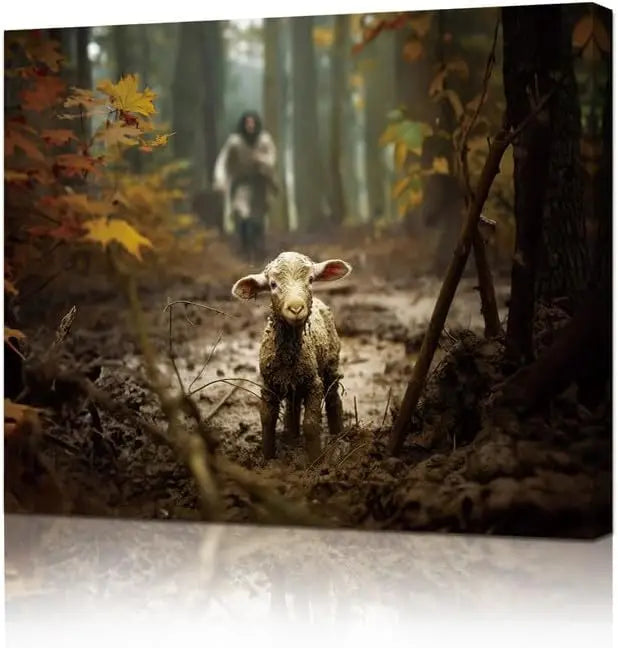 Jesus Saving The Lost Lamb Canvas Wall Art